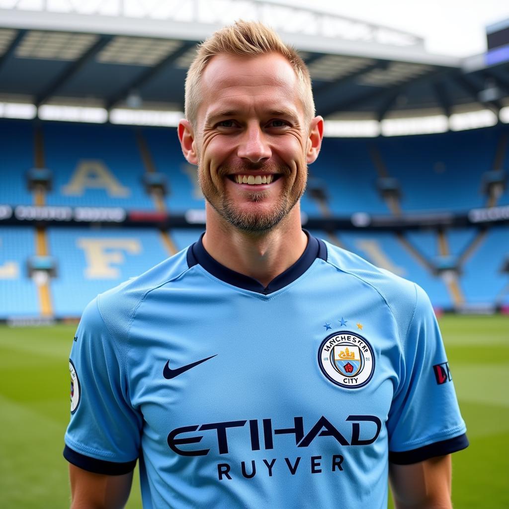 Erling Haaland sporting the new Manchester City home kit