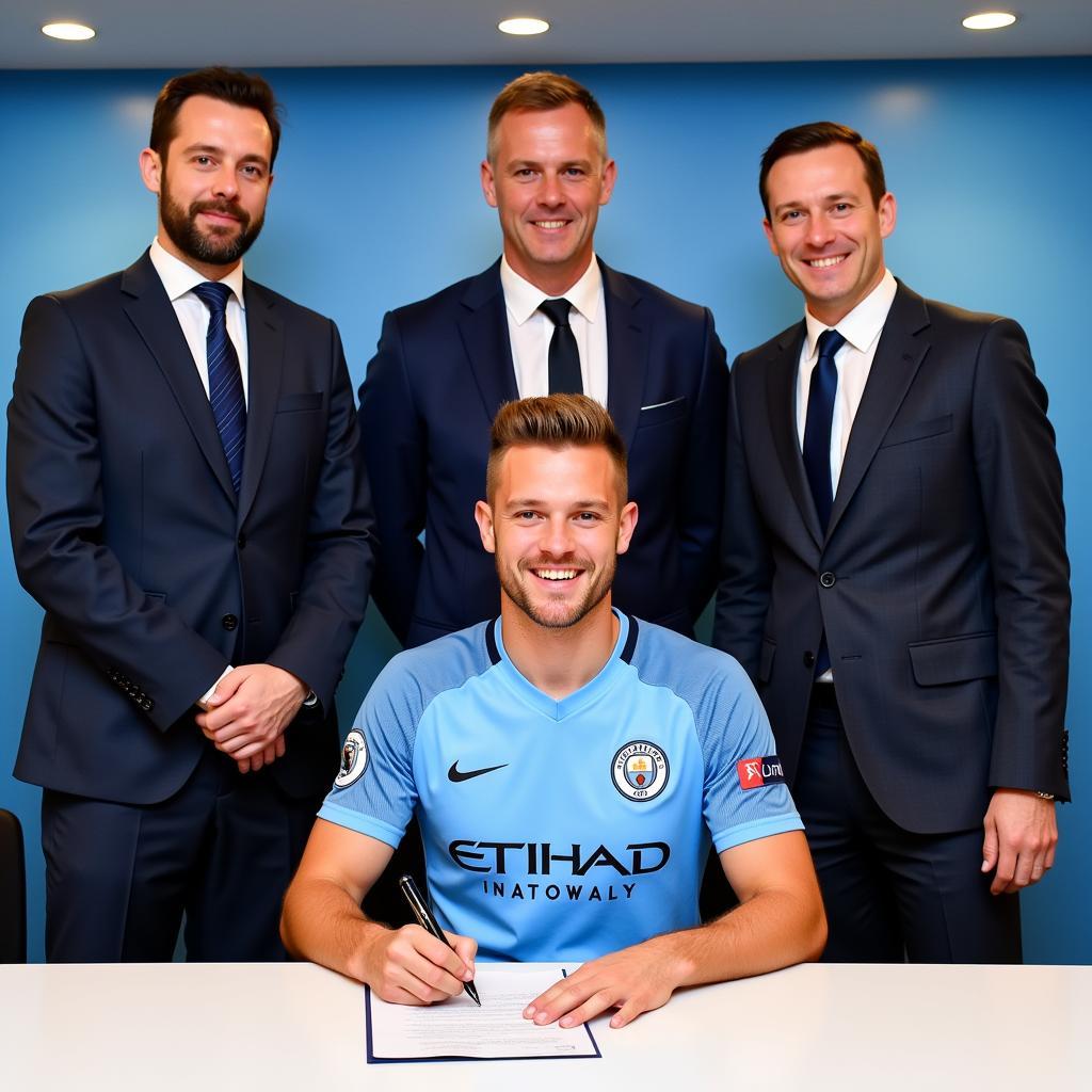 Haaland signing his Man City contract