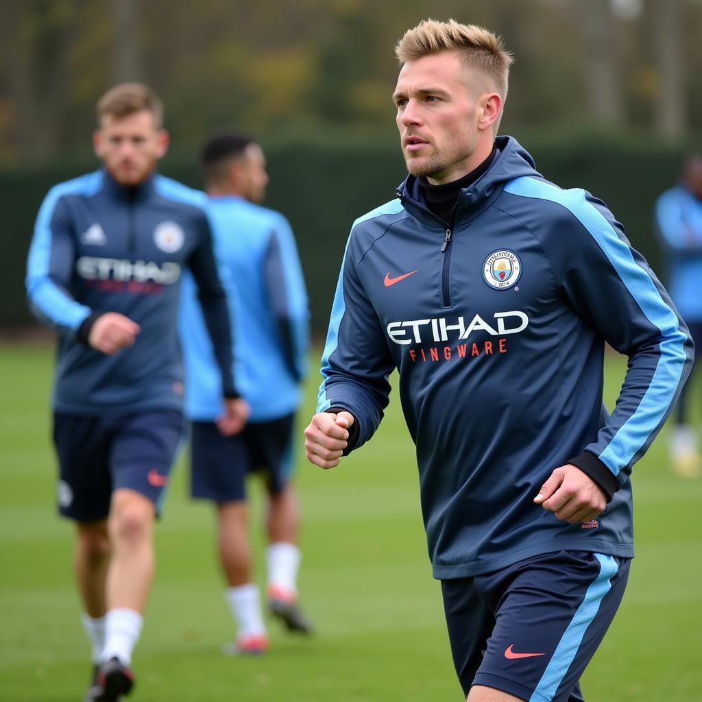 Erling Haaland during a training session with Manchester City