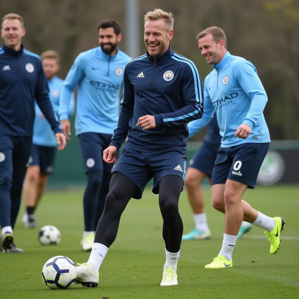 Haaland training with Man City teammates