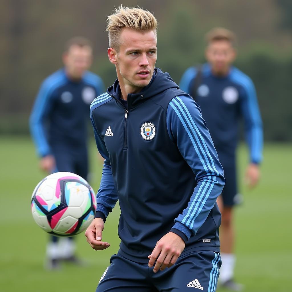 Erling Haaland training with Man City