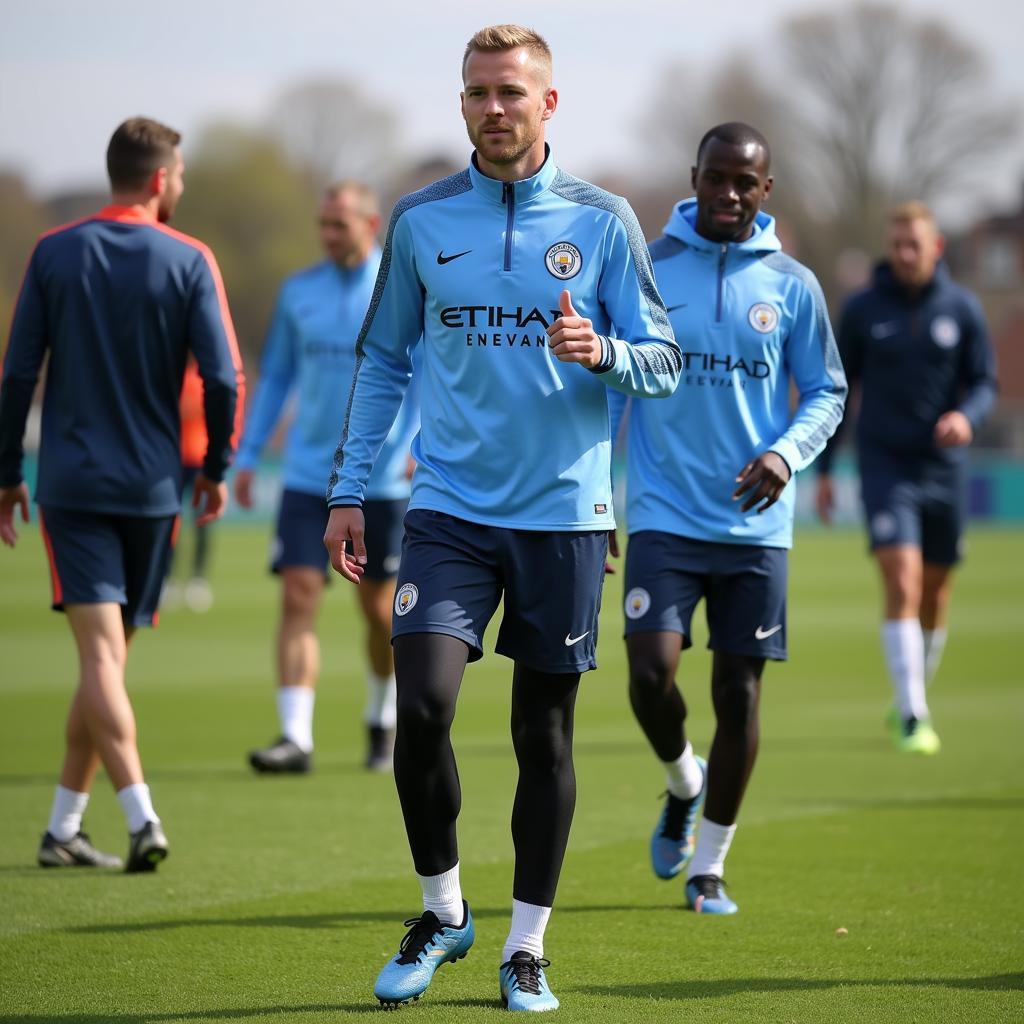 Haaland training with Man City