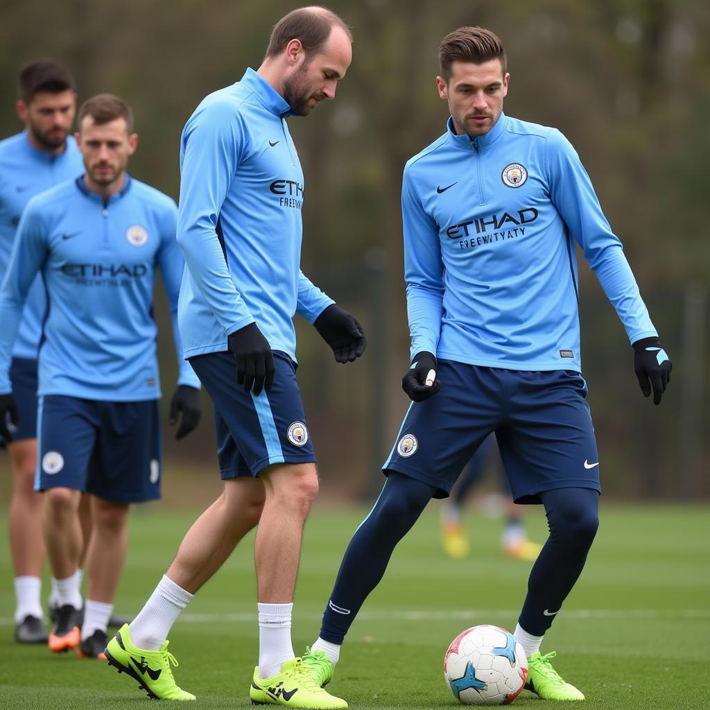 Haaland training with Man City teammates