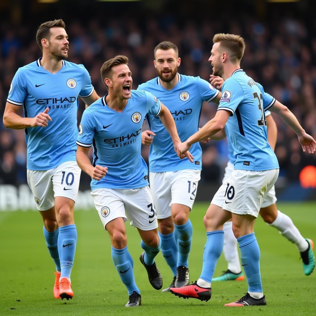 Erling Haaland celebrates a goal for Manchester City