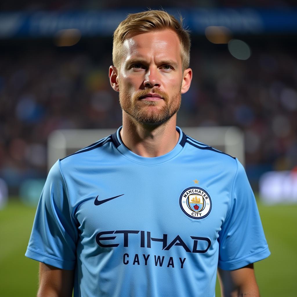 Erling Haaland in Manchester City kit