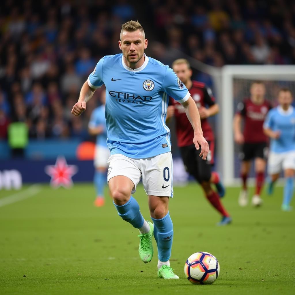 Erling Haaland on the attack for Manchester City.