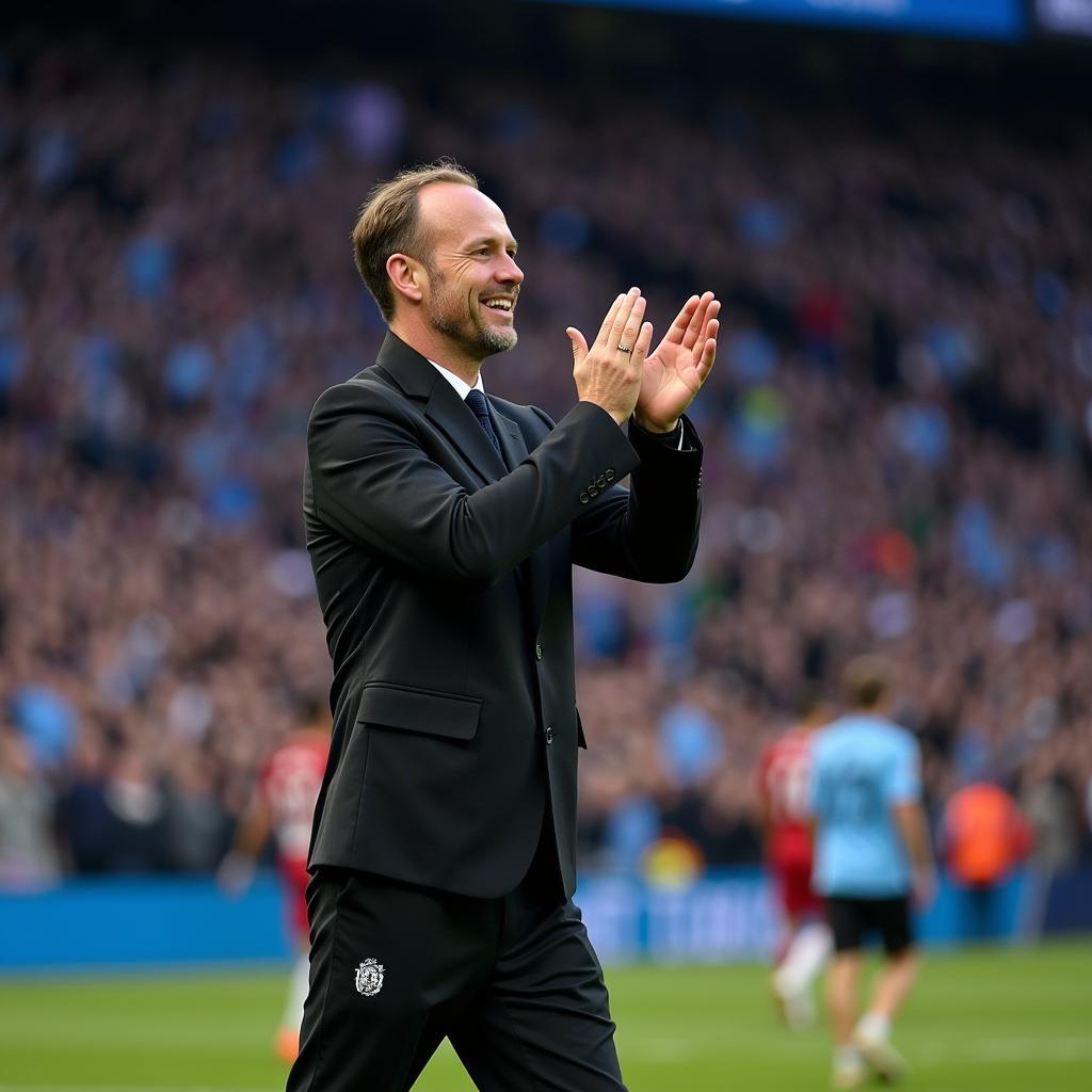 Haaland celebrates with Man City fans