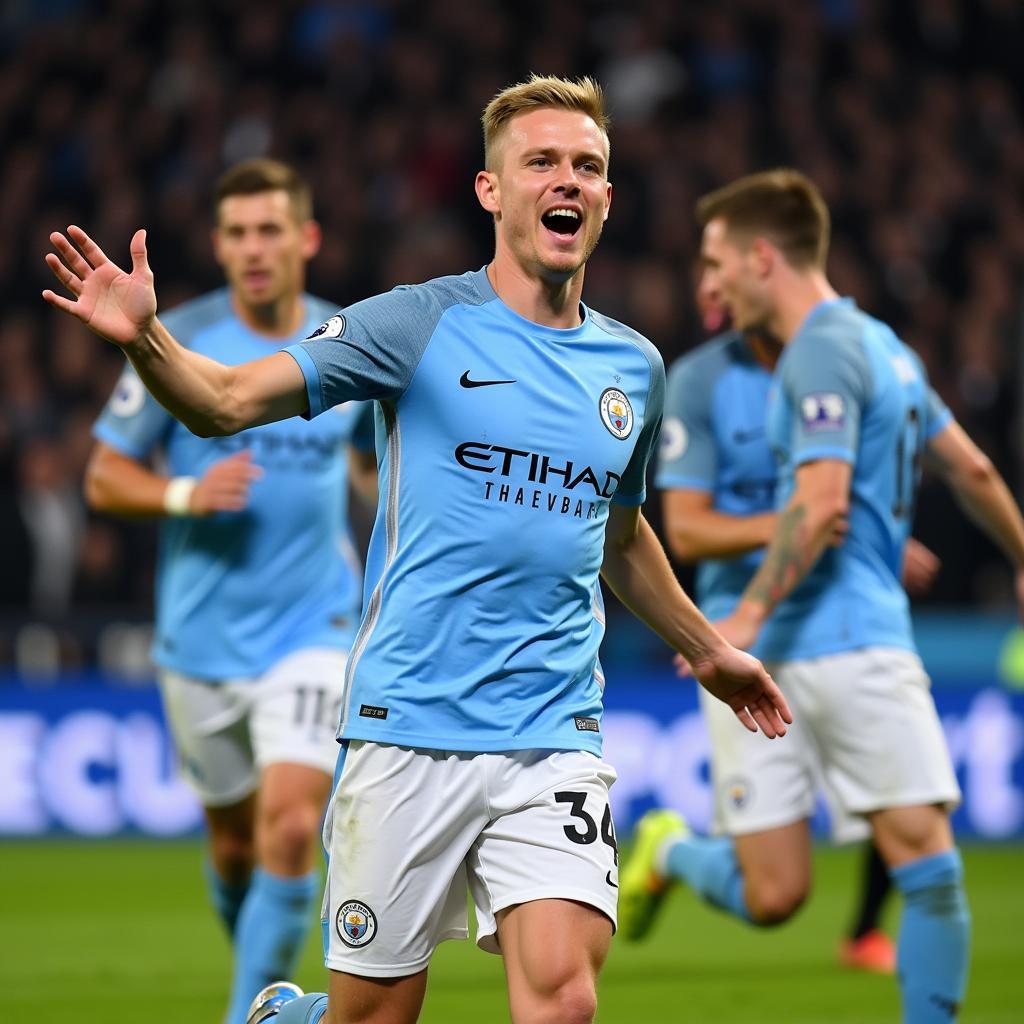 Erling Haaland Celebrating a Goal for Manchester City