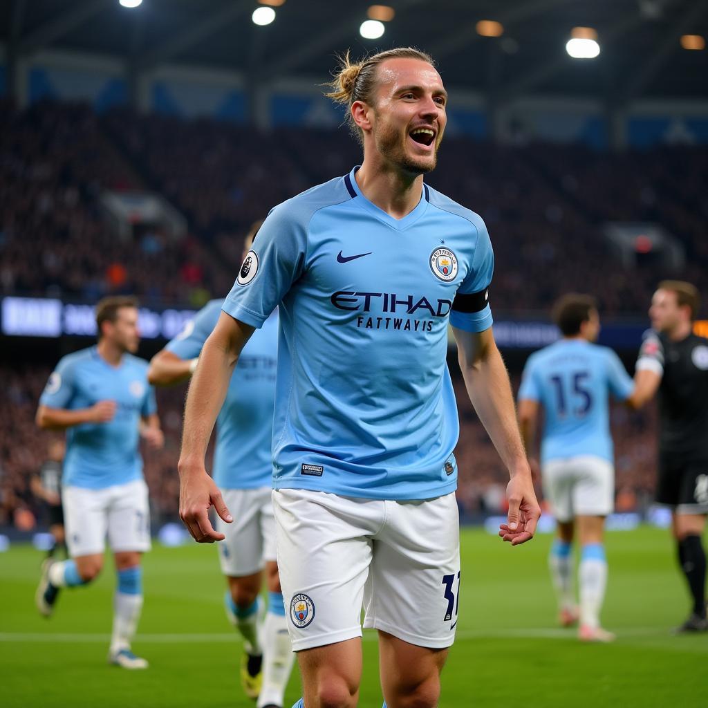 Erling Haaland Celebrating a Champions League Goal for Manchester City