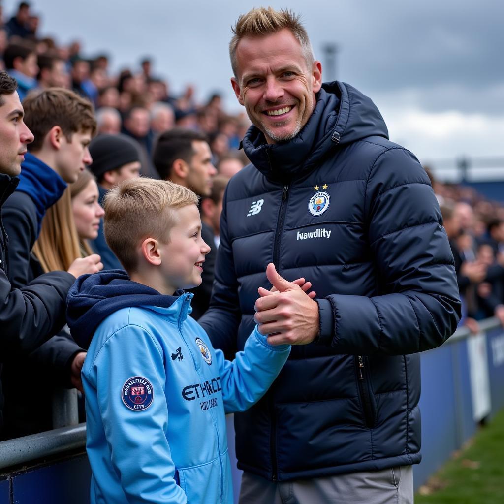 Haaland interacting with Manchester City fans