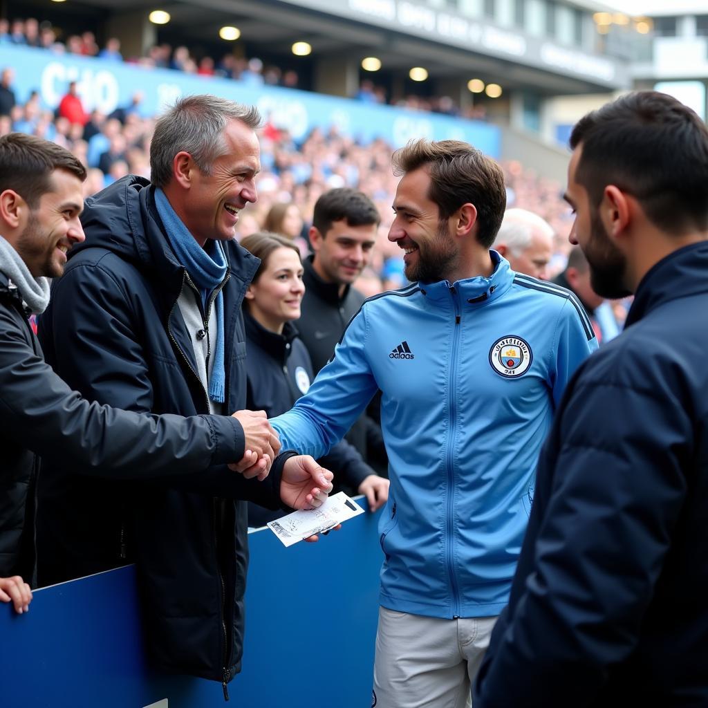 Erling Haaland interacting with Manchester City fans