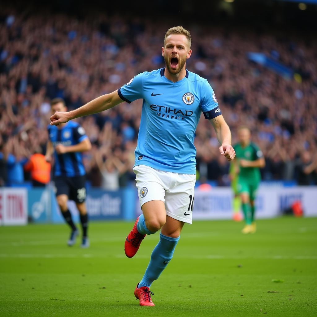 Erling Haaland celebrating a goal for Manchester City