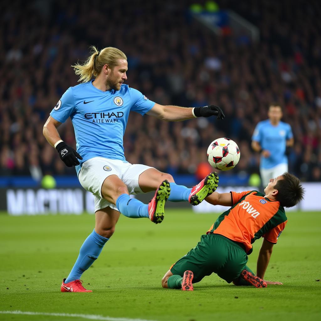 Haaland scores a powerful goal for Manchester City