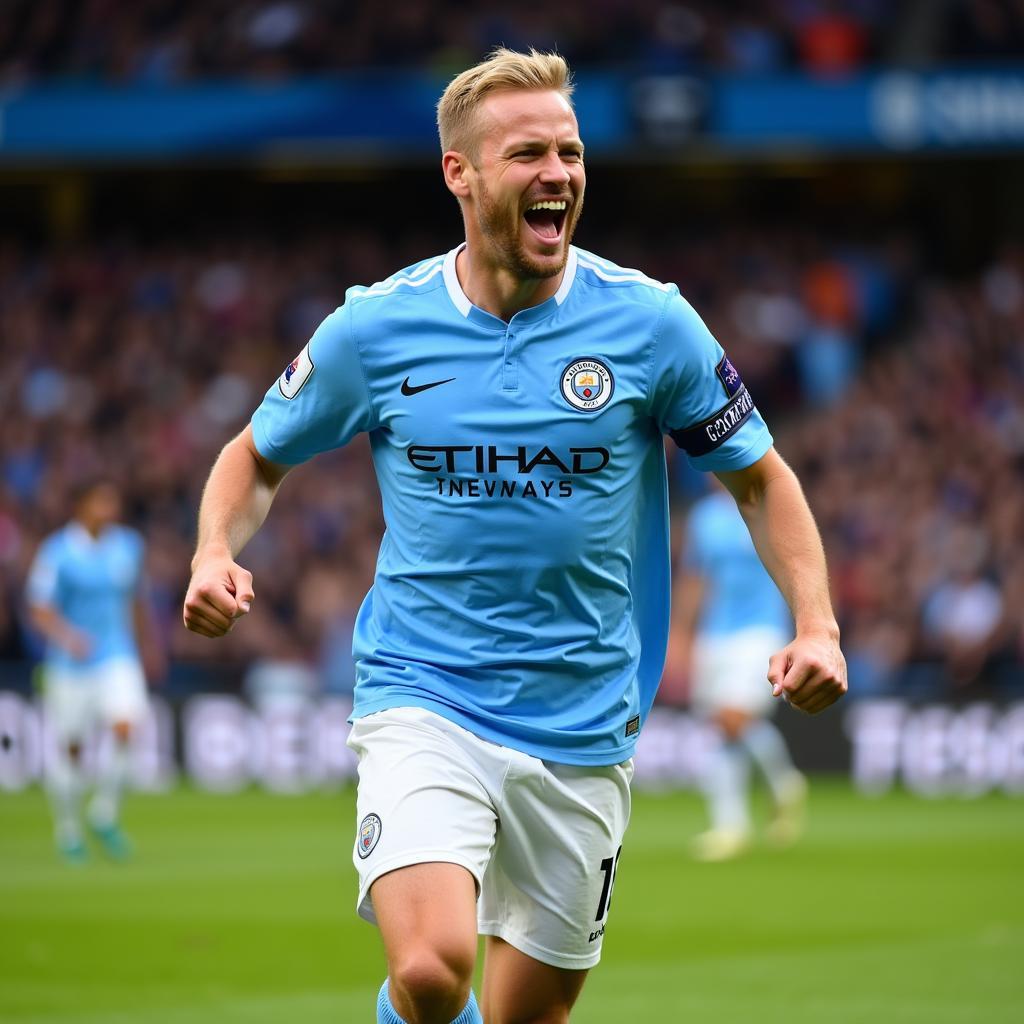 Erling Haaland scores a goal for Manchester City