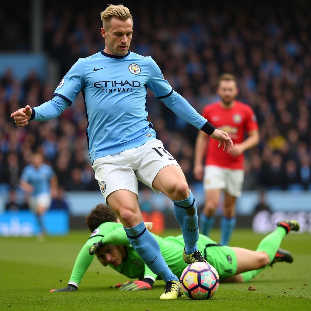 Haaland scores a goal for Manchester City