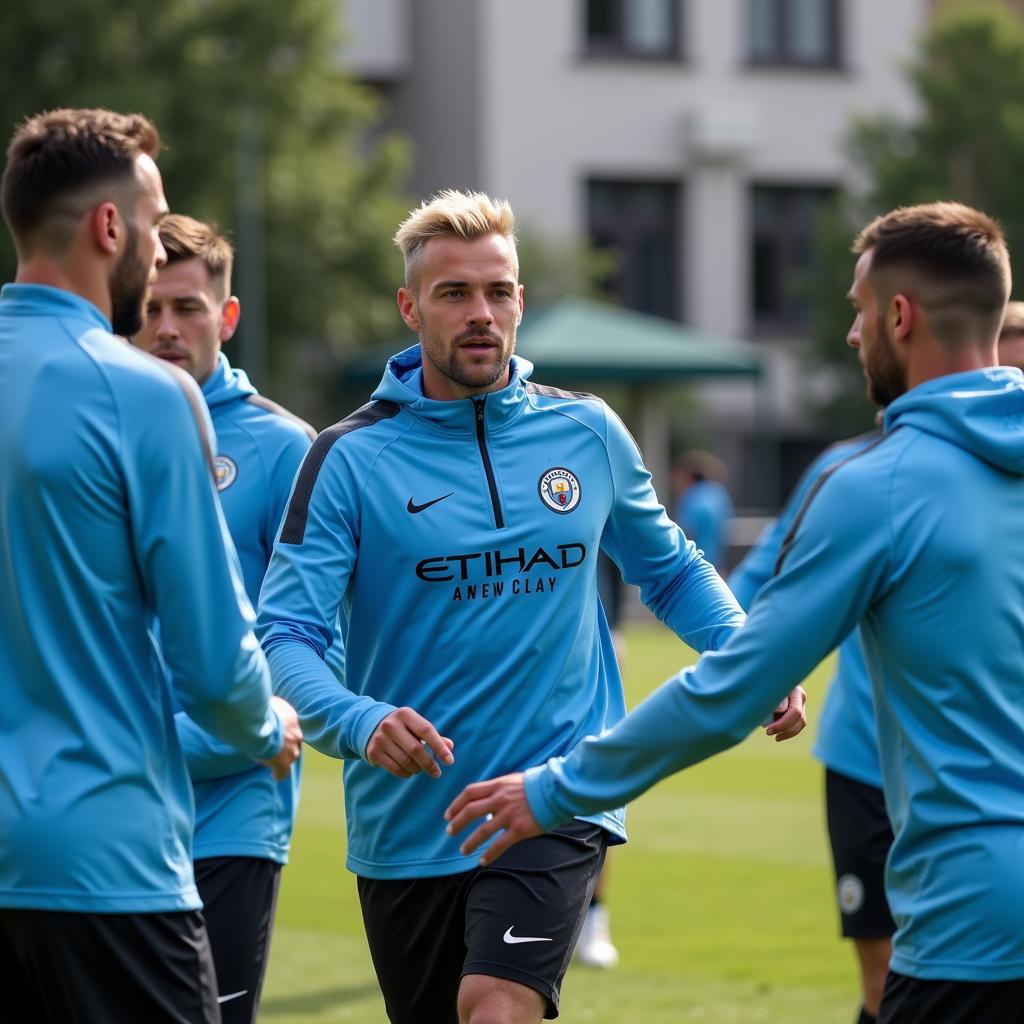 Haaland training with Manchester City teammates