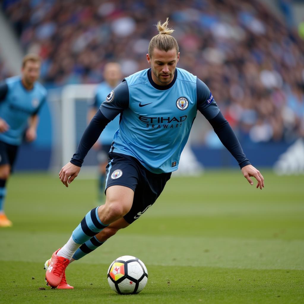 Haaland participates in a Manchester City training session.