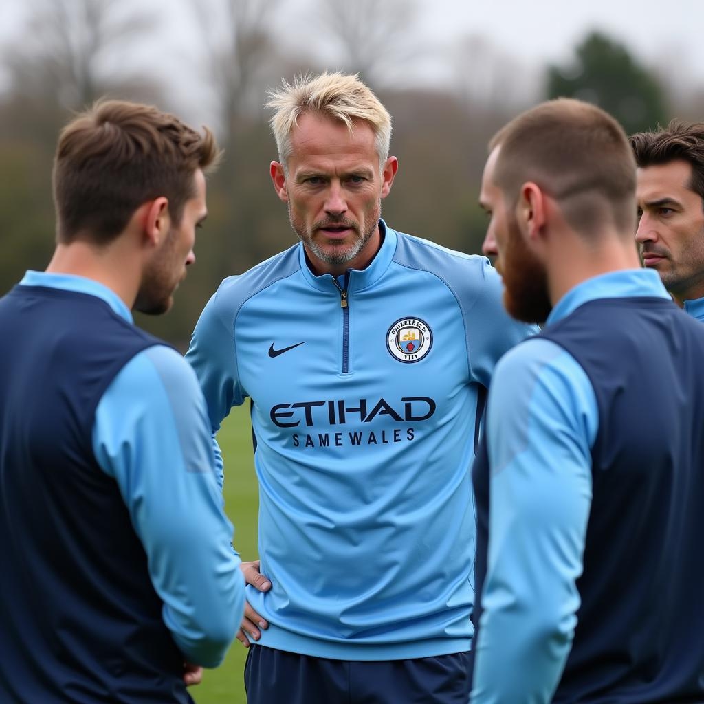 Erling Haaland training with Manchester City teammates