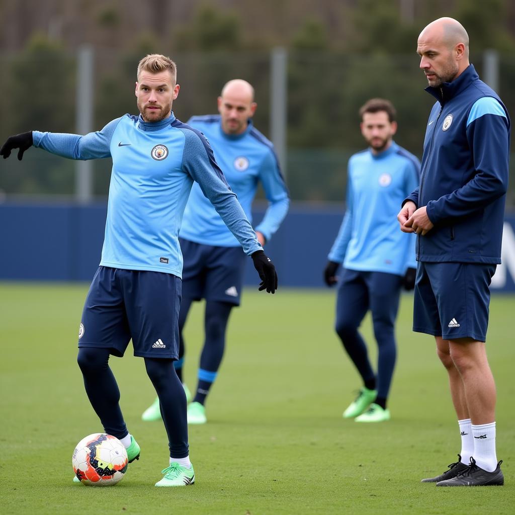 Haaland participates in a Manchester City training session