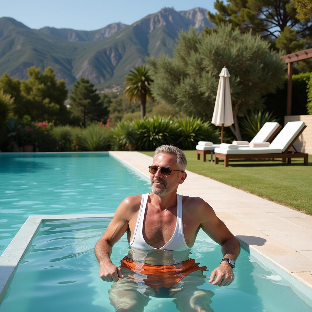 Erling Haaland Relaxing by his Marbella Pool