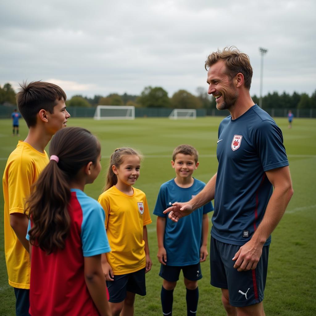 Erling Haaland meeting with young athletes