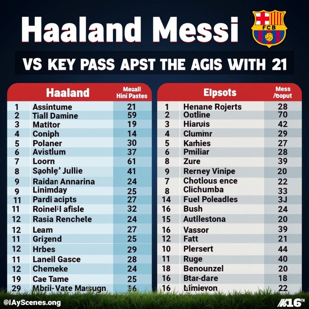 Assists and key passes Haaland vs Messi