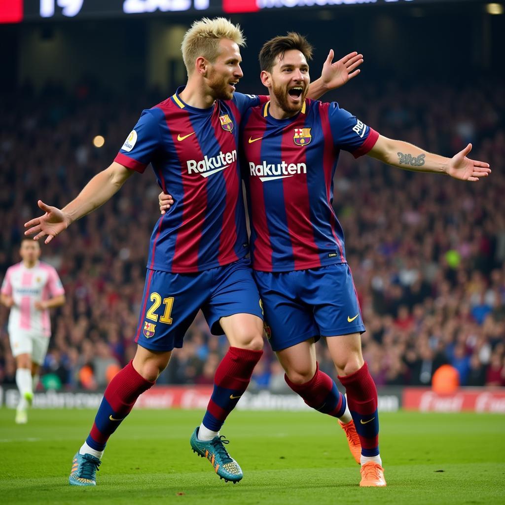 Haaland and Messi celebrating goals