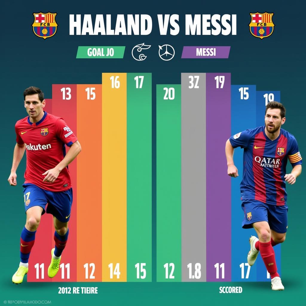 Haaland and Messi goals comparison at 21