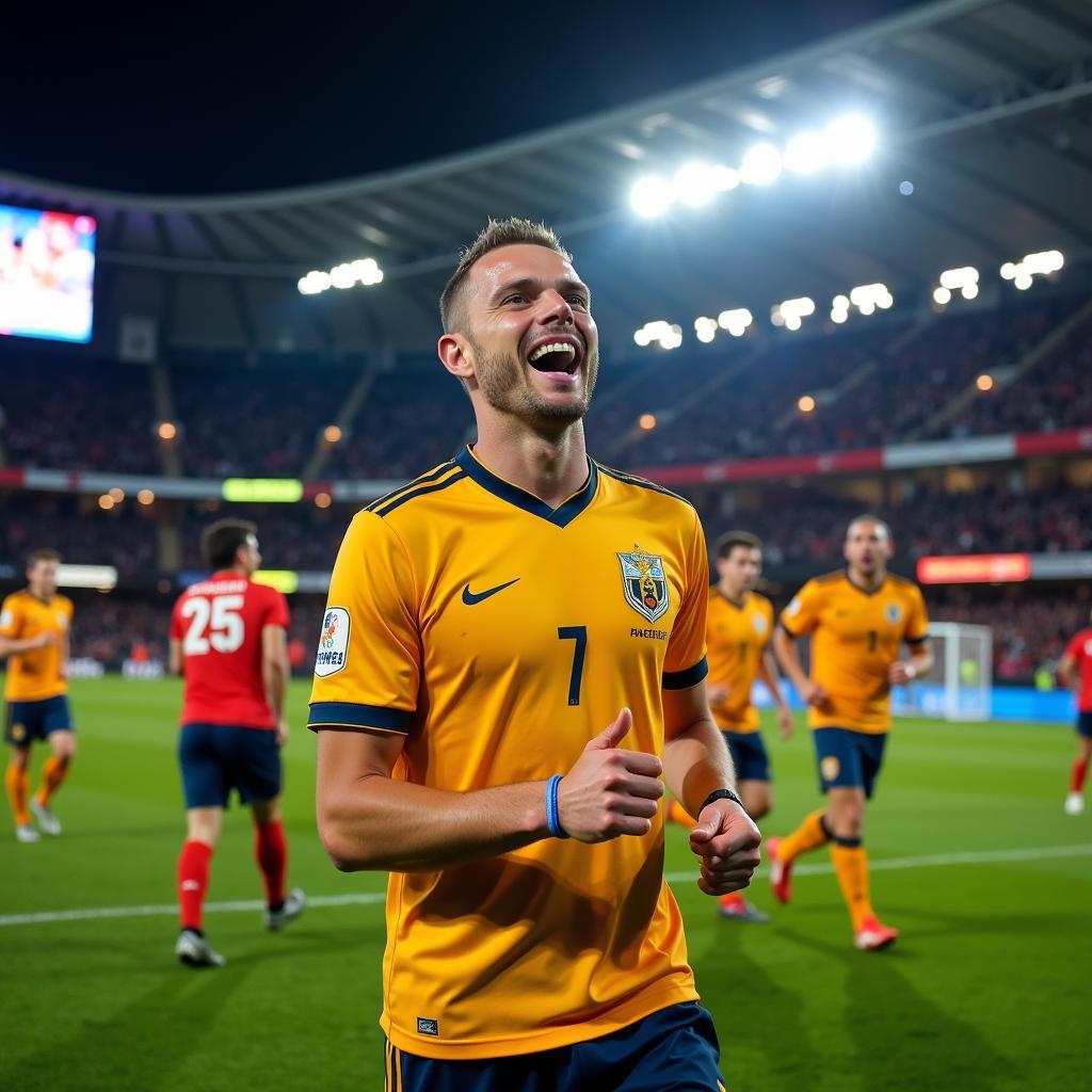 Haaland celebrating a goal on Monday Night Football