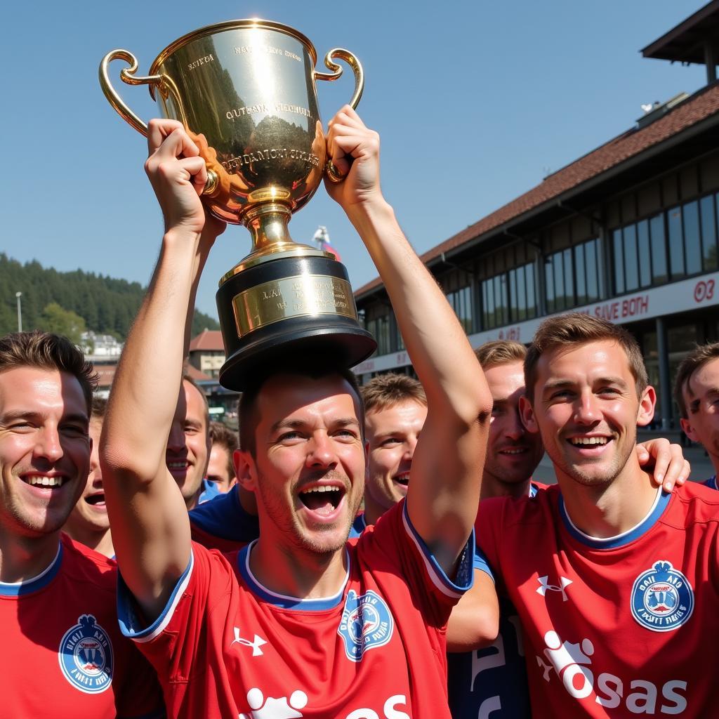 Haaland Lifting the Austrian Cup