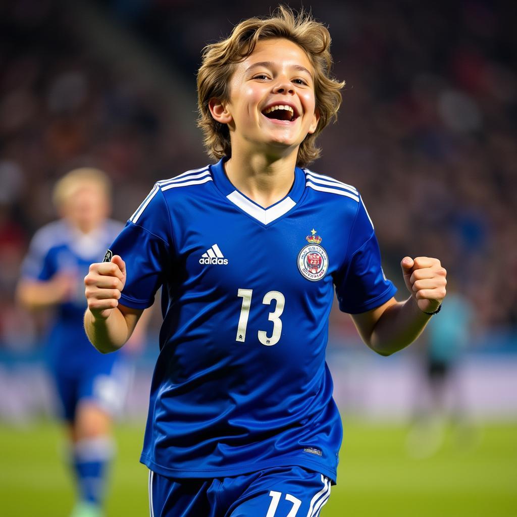 Erling Haaland celebrating a goal for Molde FK