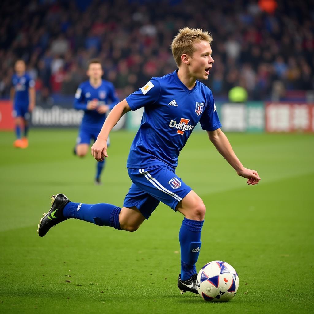 Haaland celebrates a goal for Molde FK