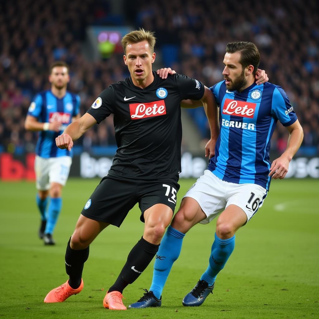 Haaland facing off against Napoli defenders