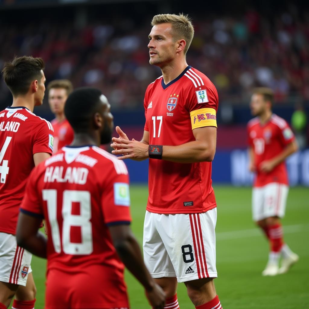 Haaland captaining the Norwegian national team