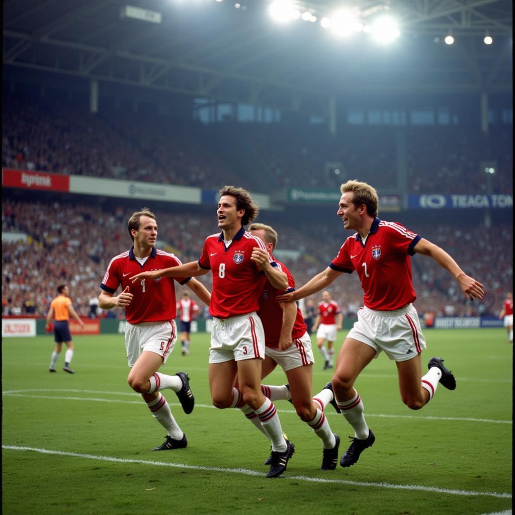 Haaland celebrating a goal for Norway