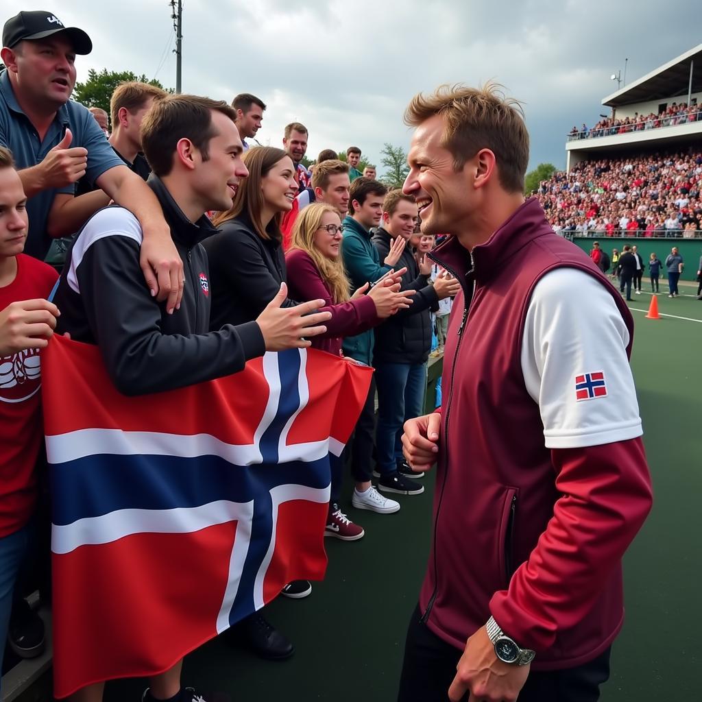 Erling Haaland interacting with Norwegian fans