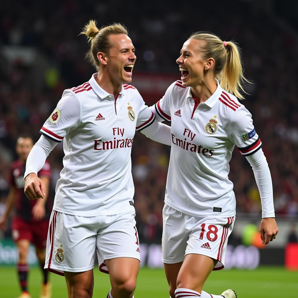 Haaland and Odegaard celebrate a goal