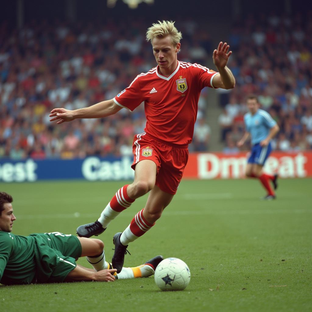 Haaland slots the ball past a diving goalkeeper