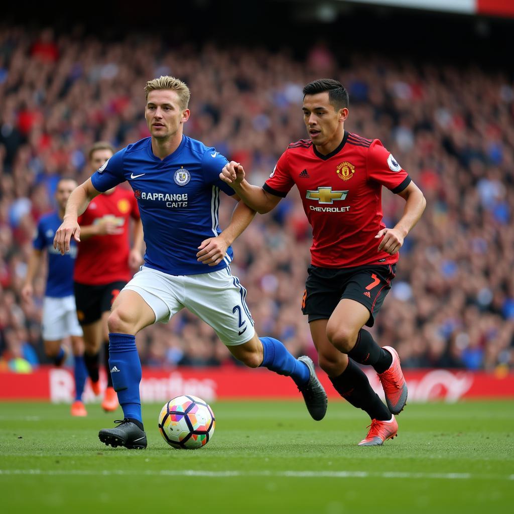 Haaland outpaces a Manchester United defender