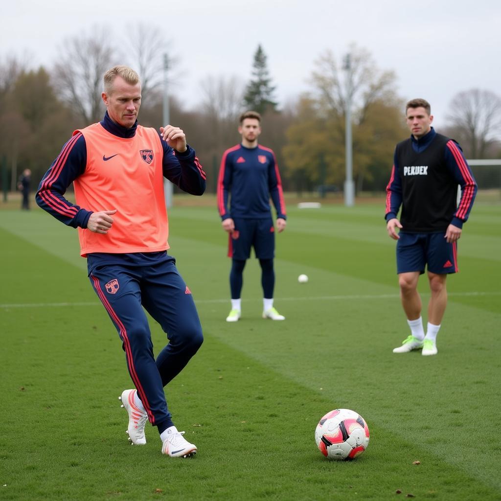 Haaland participating in a passing drill