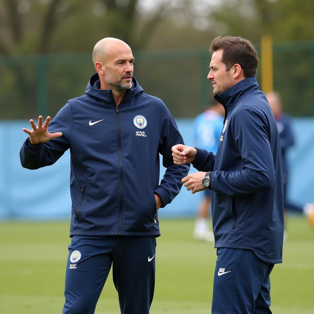 Haaland in deep conversation with Pep Guardiola