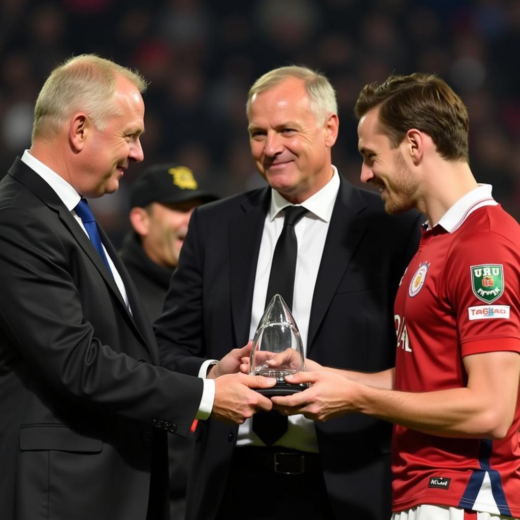 Erling Haaland receiving the PFA Player of the Year award