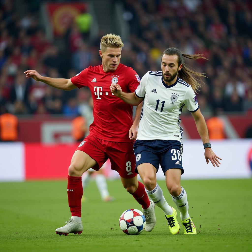 Erling Haaland dominating defenders with his physical strength