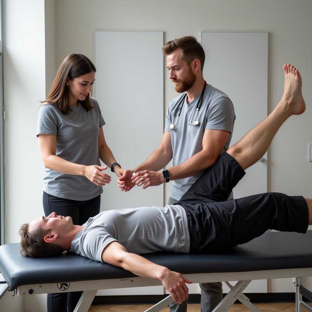 Erling Haaland working with a physiotherapist