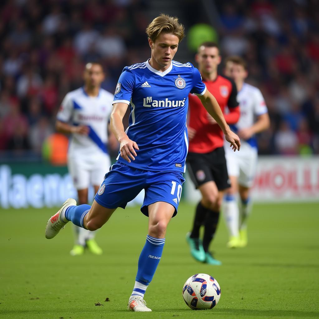 Erling Haaland in the Molde FK kit during a match