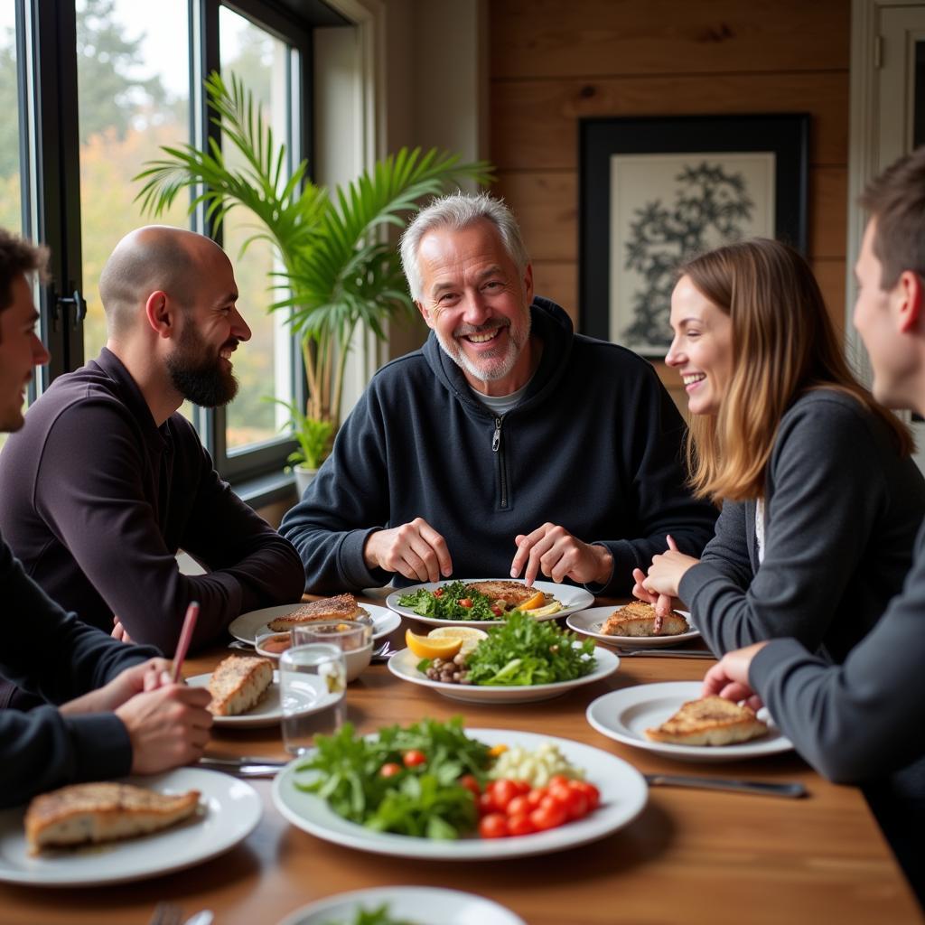 Erling Haaland enjoying a post-match dinner with teammates