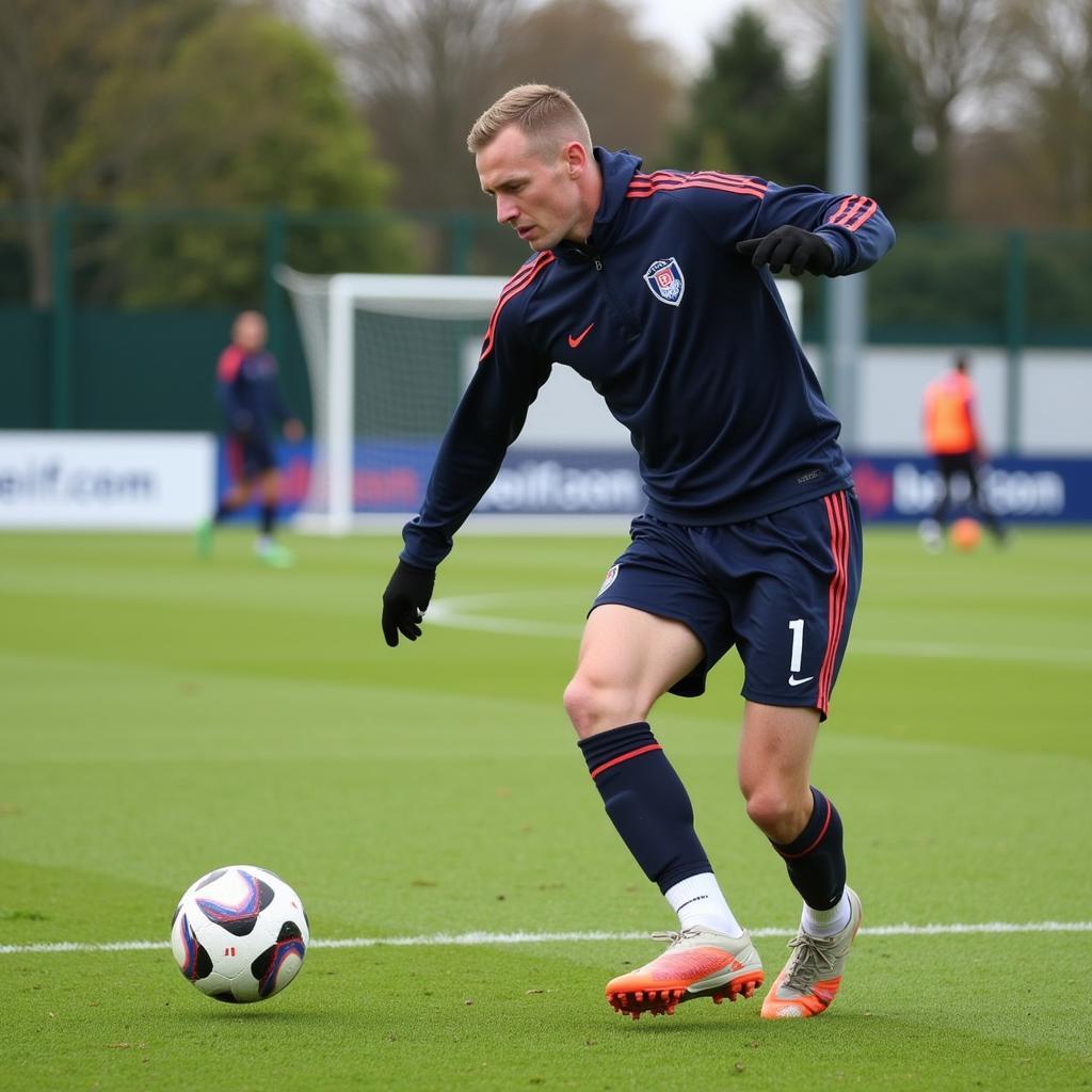 Haaland Demonstrates Powerful Strike During Training