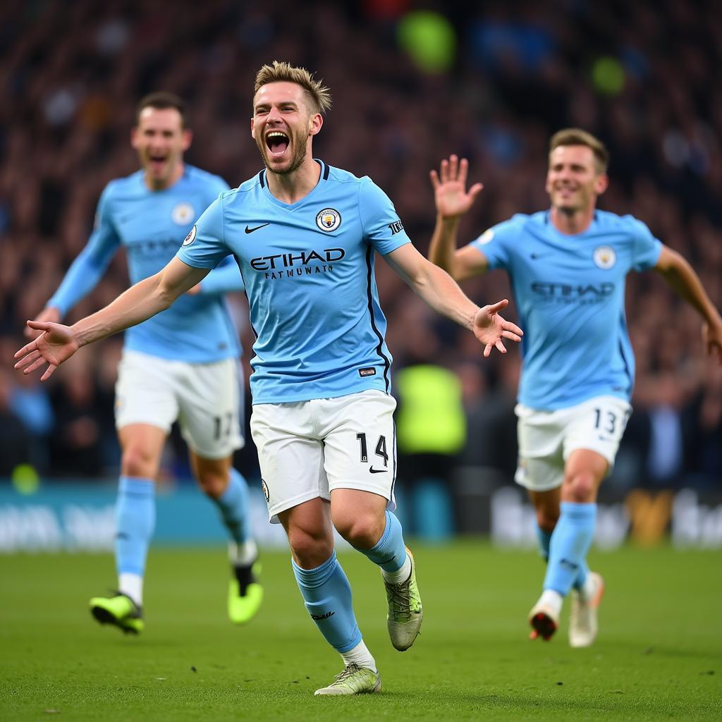 Erling Haaland celebrates a goal in the Premier League