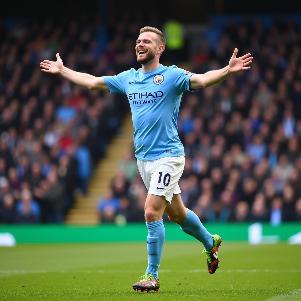 Haaland celebrates a goal in the Premier League