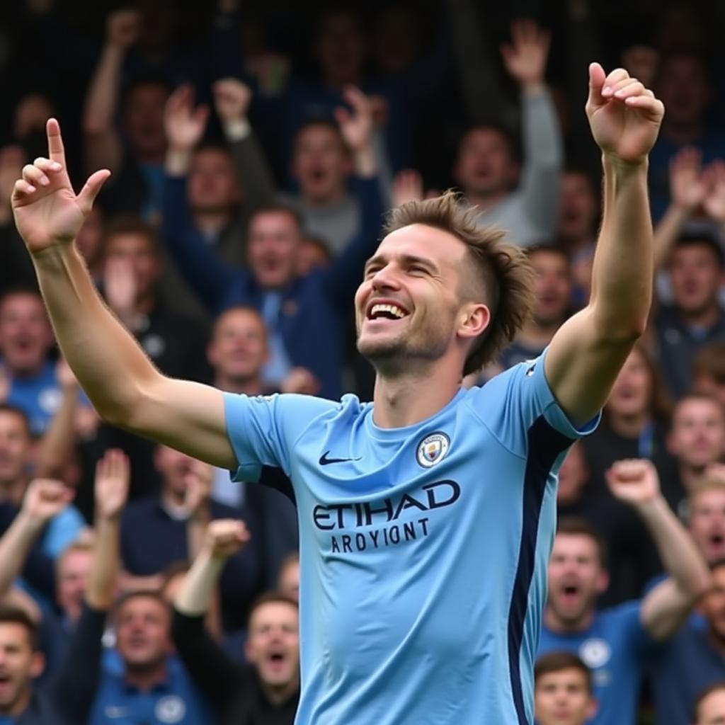 Haaland celebrating a goal in the Premier League